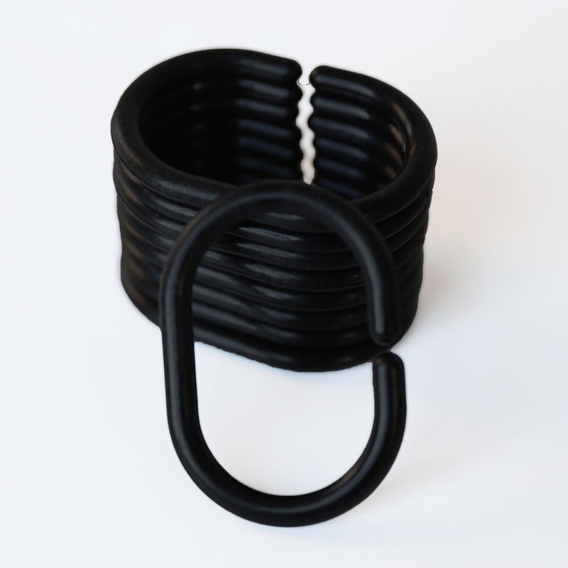 Careyoungs Plastic Shower Curtain Hooks C Shape Shower Curtain Rings for Bathroom Shower Rod Window Curtains Hanger (Black  12pack) - Image 4